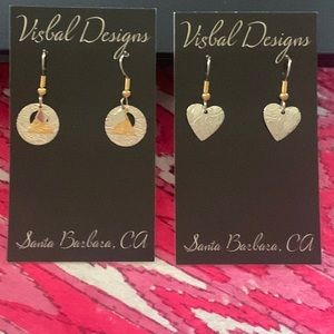 Handmade metal craft earrings, 2 Pairs